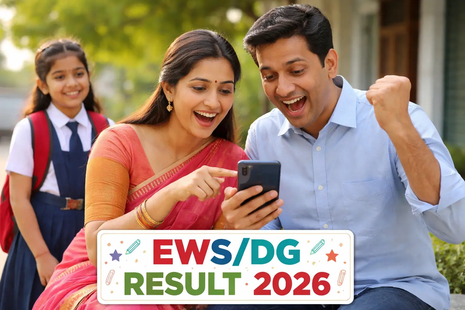 Parents celebrating Delhi EWS Admission Result