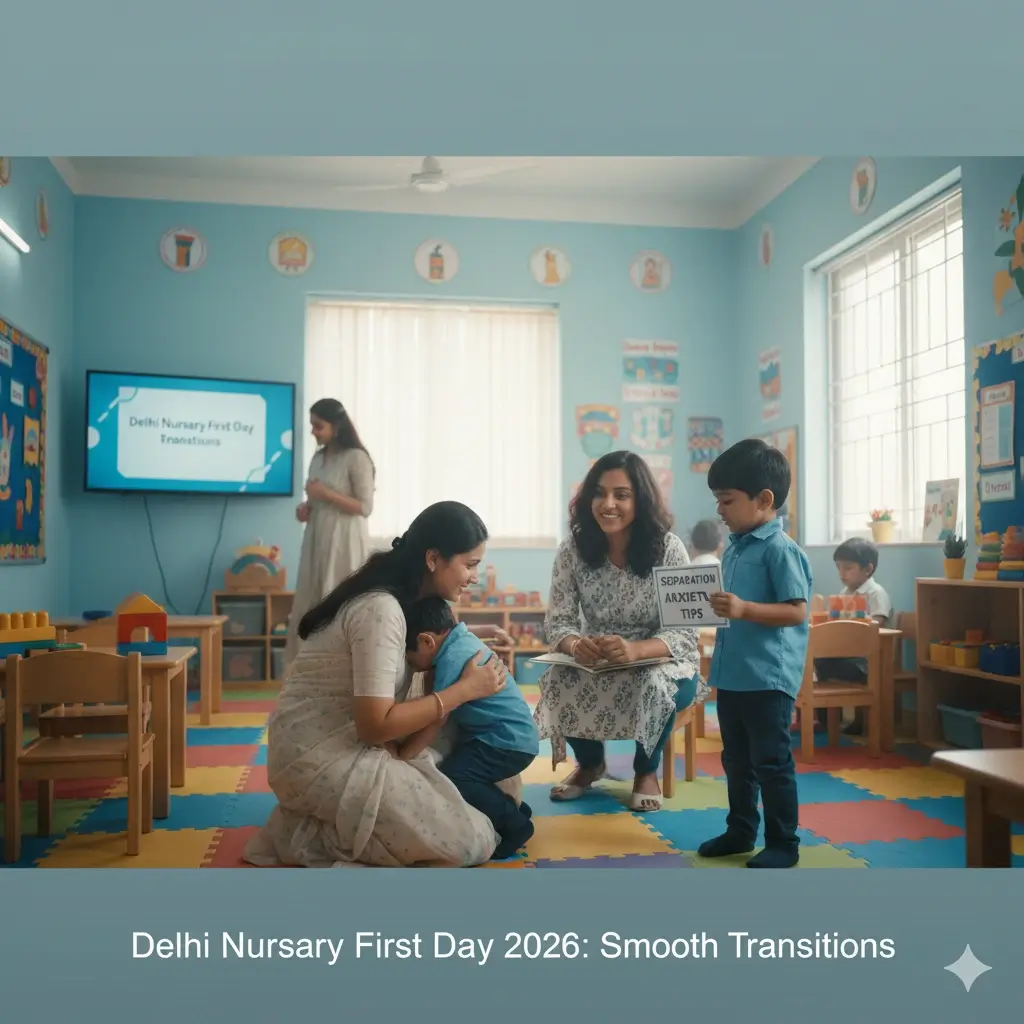 Parent and child nursery school first day Delhi separation anxiety tips 2026