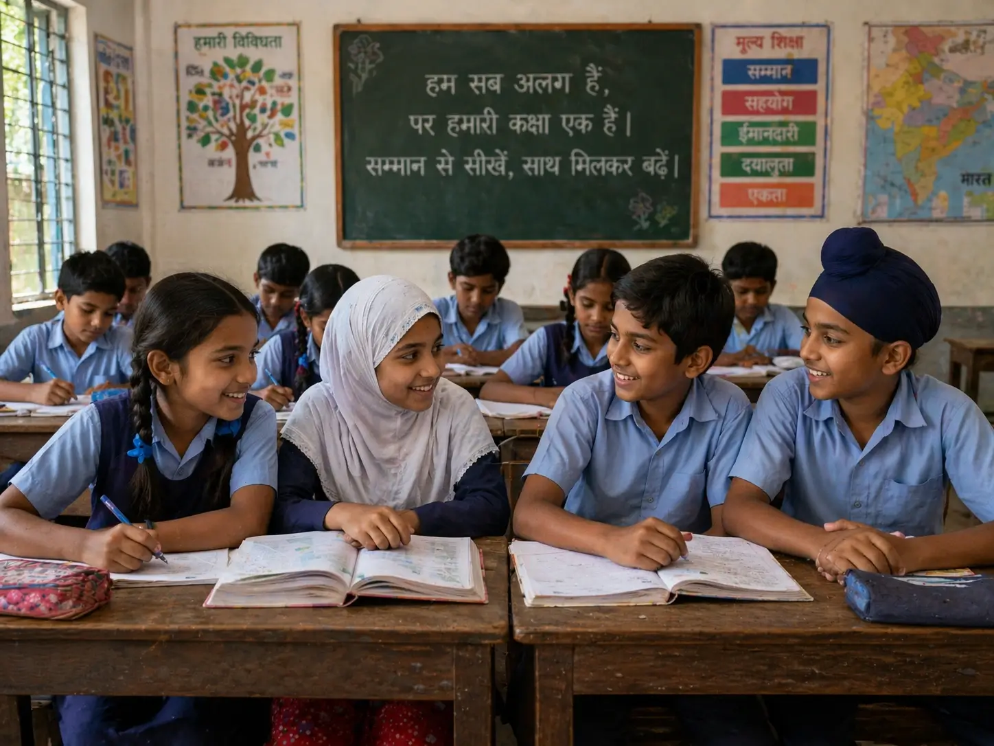 Diverse students in a classroom