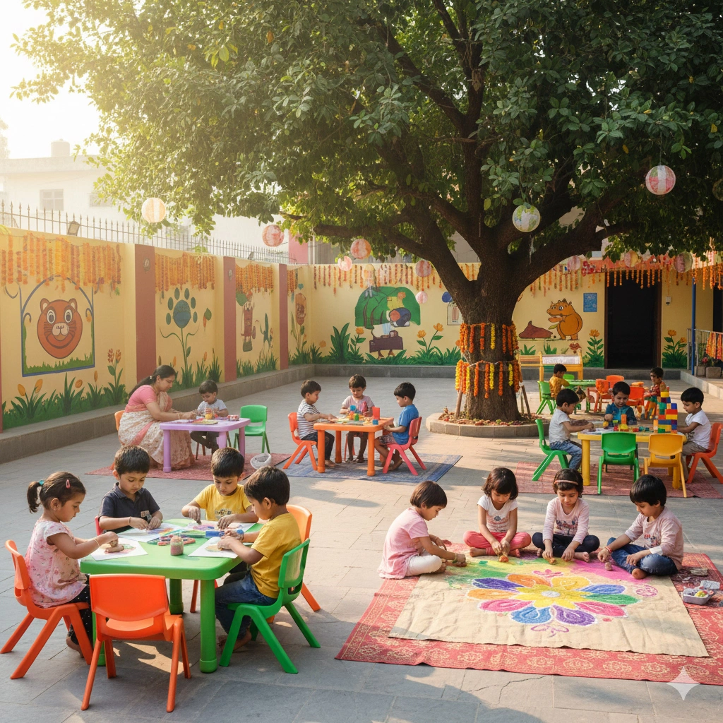 Children engaged in creative activities