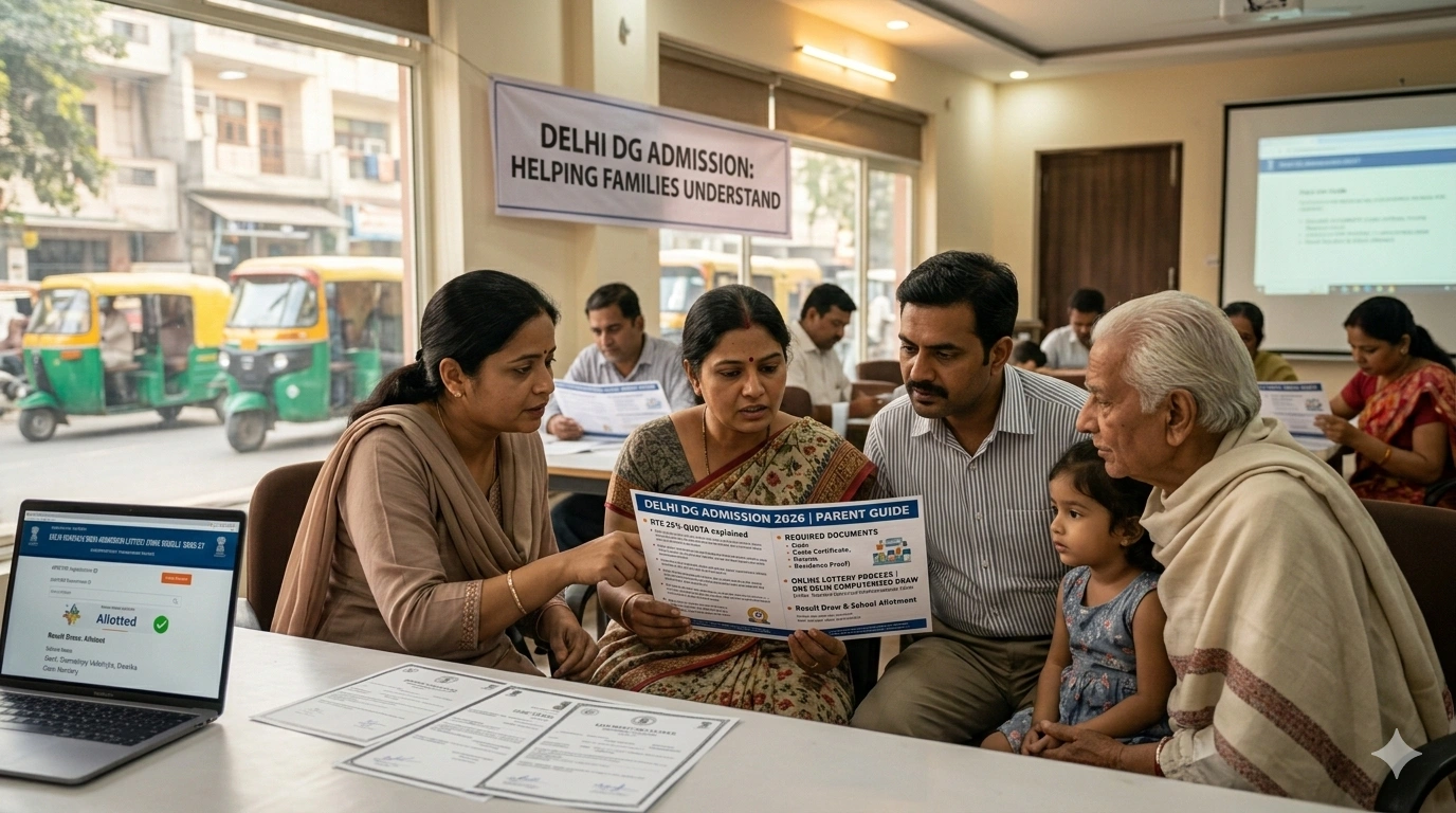 Delhi DG admission 2026 parent guide RTE 25% quota documents lottery process