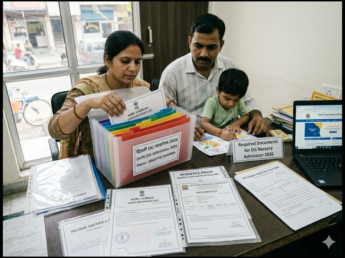 Organizing documents for Delhi DG Nursery admission 2026