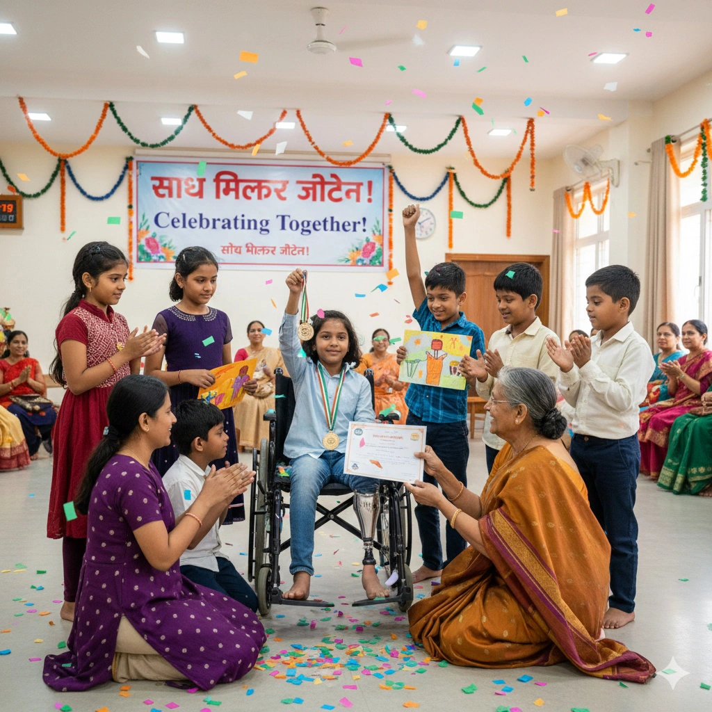 Children celebrating achievements together