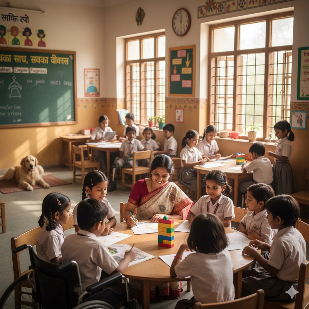 Inclusive classroom with diverse students