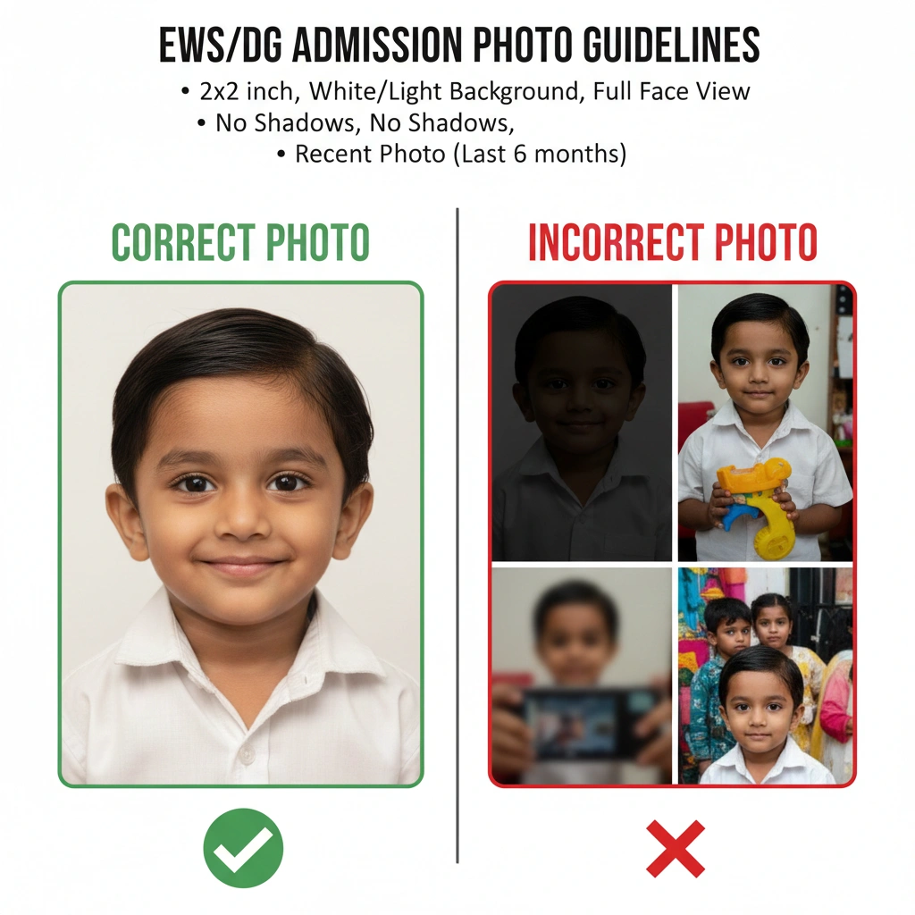 Child passport size photo guidelines for EWS admission