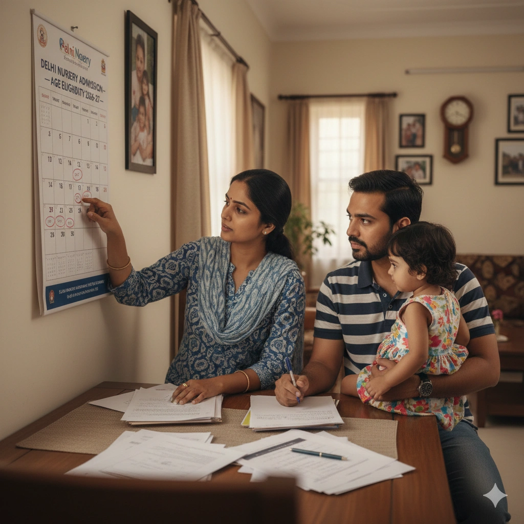 Child date of birth calculation calendar for Delhi nursery admission