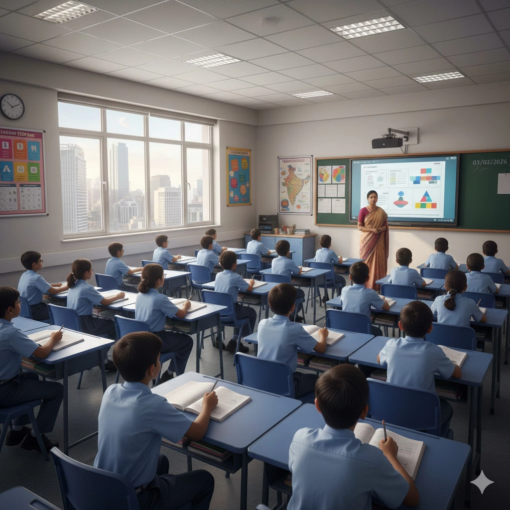 Students in orderly classroom setting