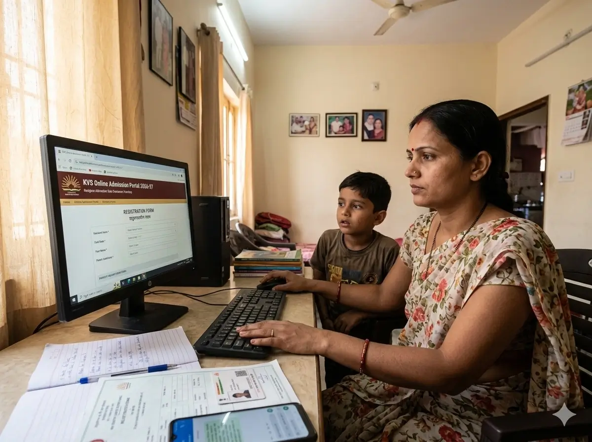 Parent checking KVs admission portal online registration 2026 kvsonlineadmission