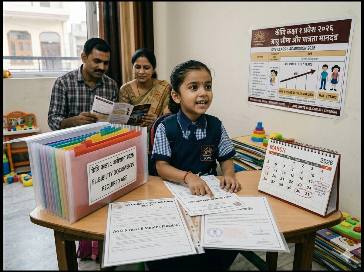 Young child ready for Class 1 KVS school admission 2026 age eligibility criteria