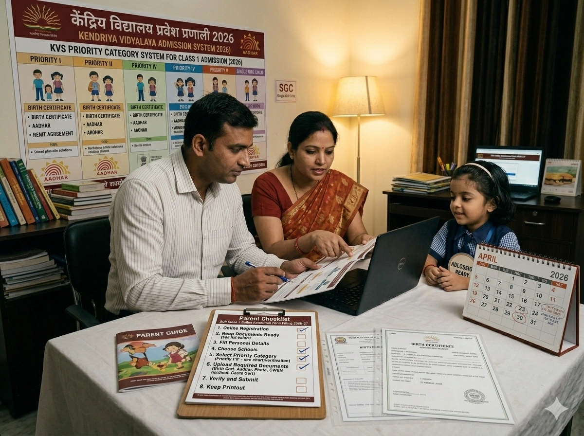 Parent checklist for KVS Class 1 online admission form filling 2026-27