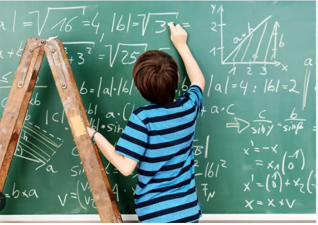 Happy child learning numbers