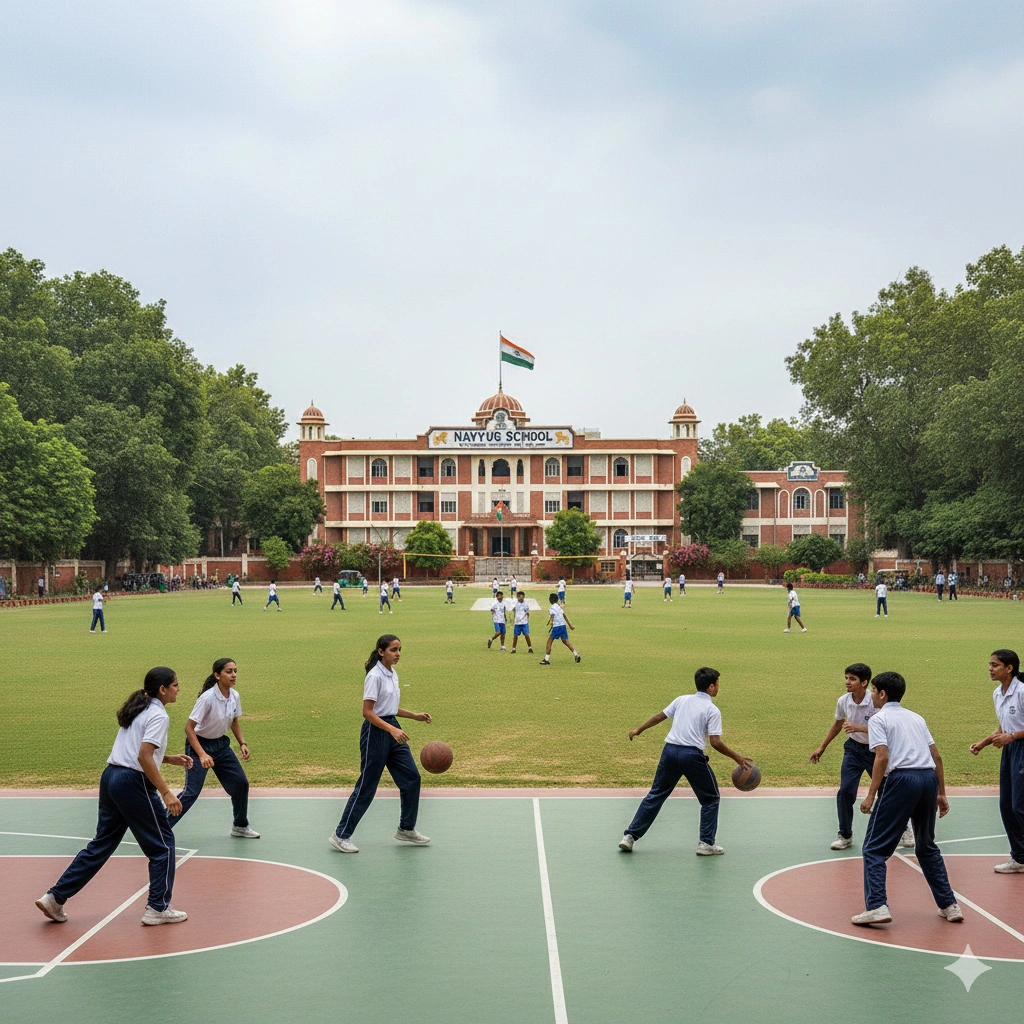 Students participating in sports activities at Navyug School