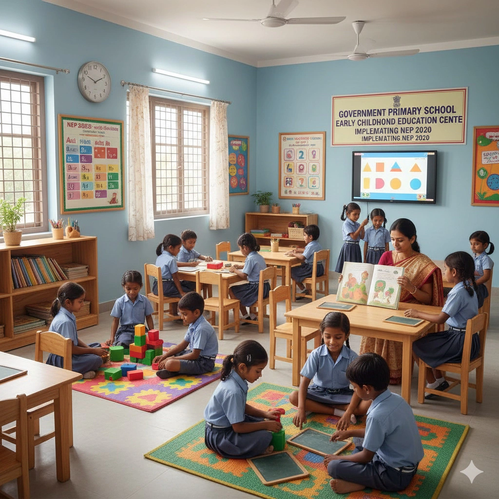 Indian government school implementing NEP 2020 early childhood education