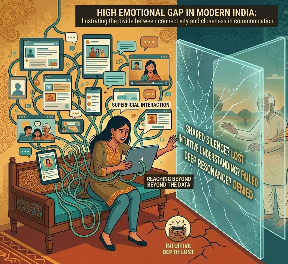 Distant communication pattern illustration showing high emotional gap