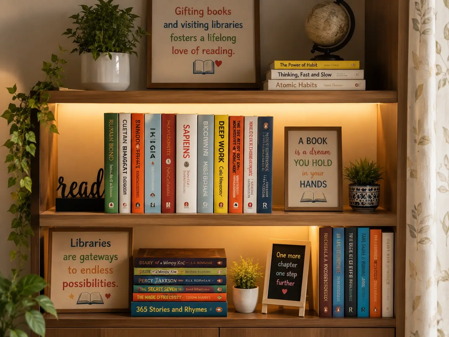 Books on a shelf