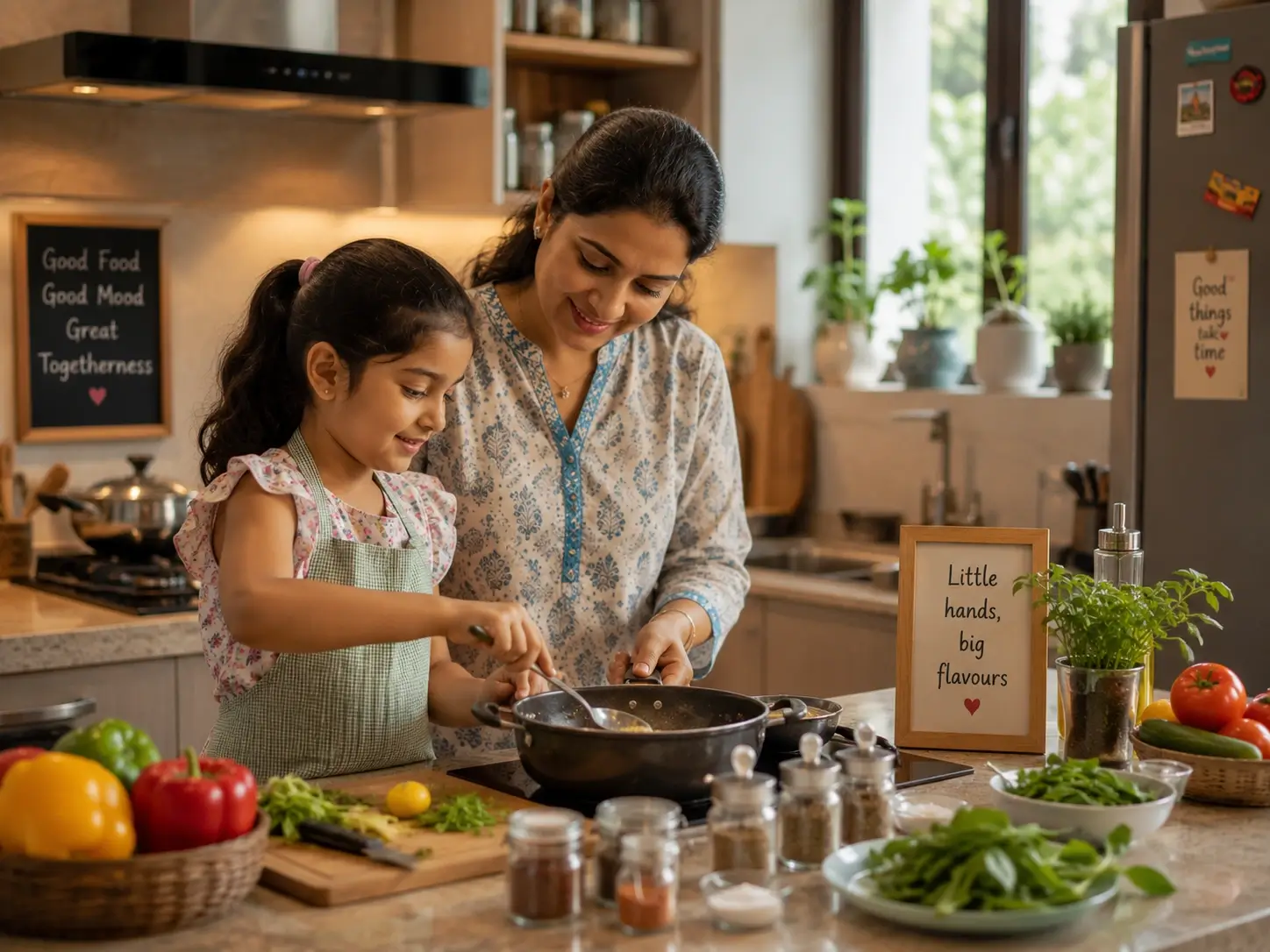 Child helping to cook in the kitchen
