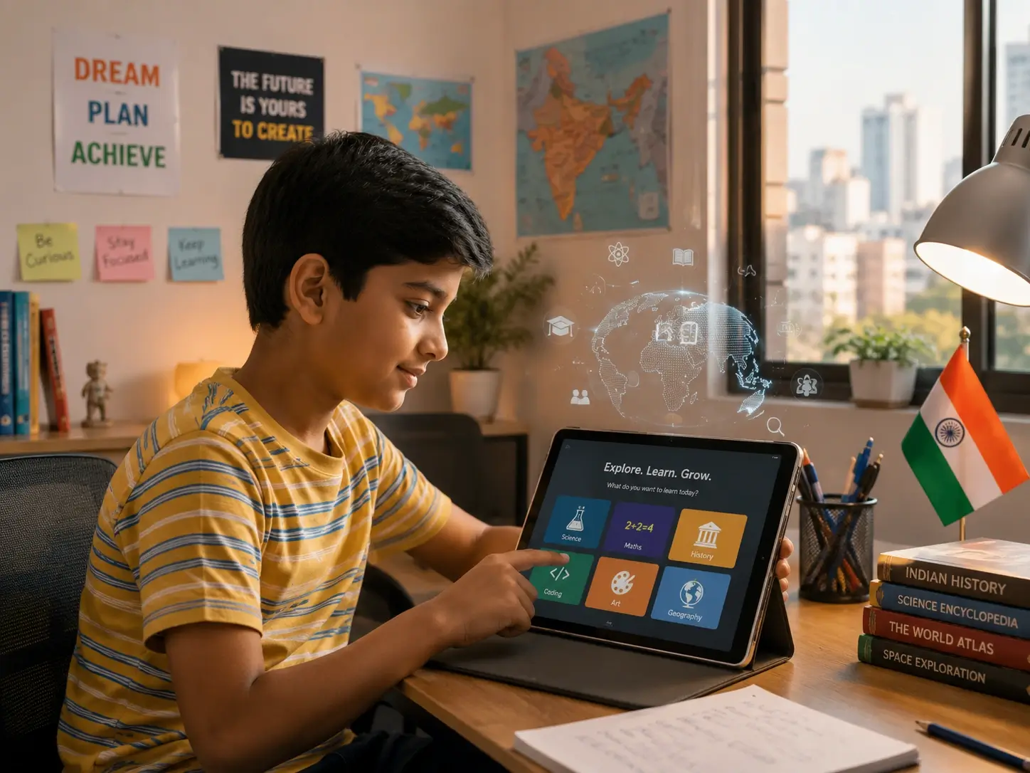 Child using a tablet navigating the digital world