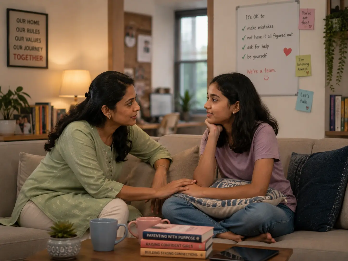 Parent and child having an open, empathetic conversation