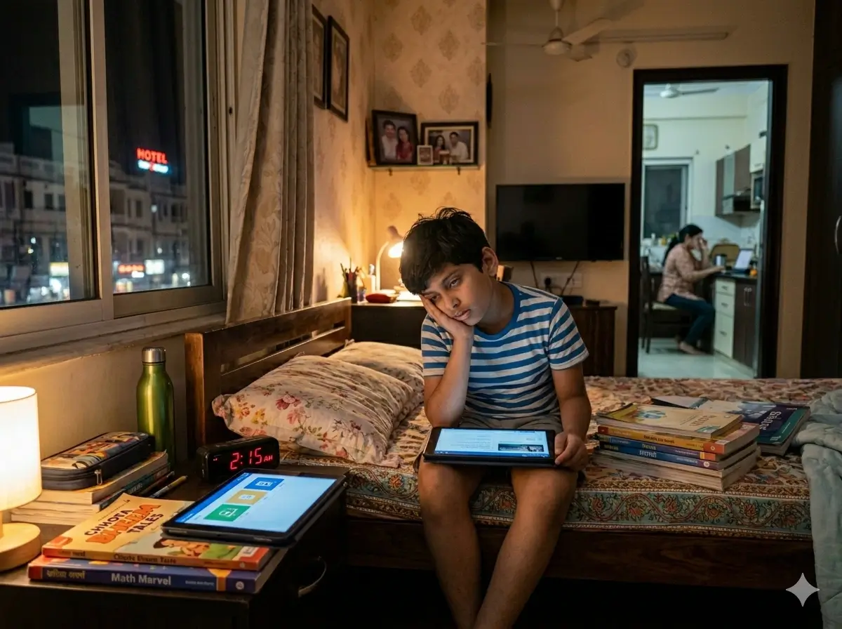 Child looking tired or sleeping late