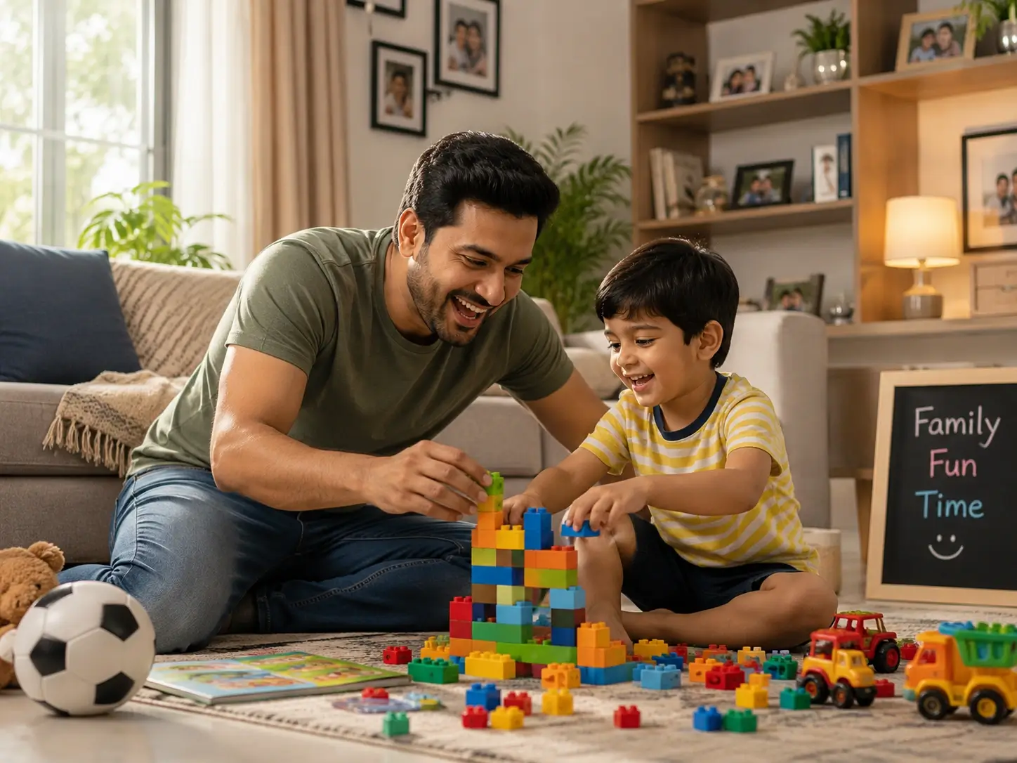 Father and child playing and spending time together