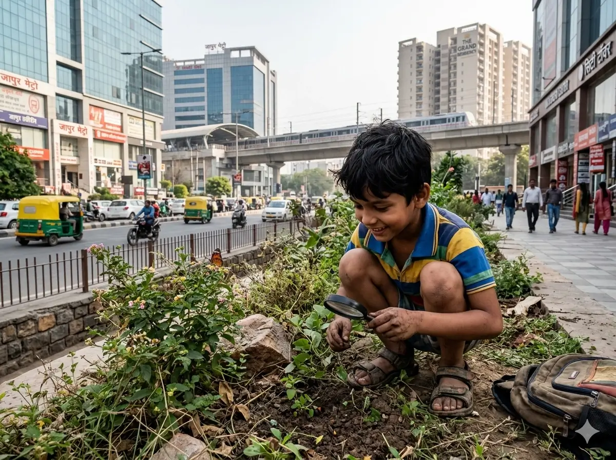 Child exploring nature building curiosity