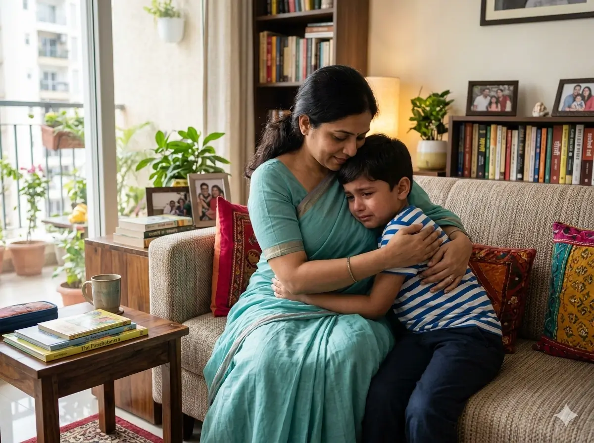 Parent providing emotional support to a learning child