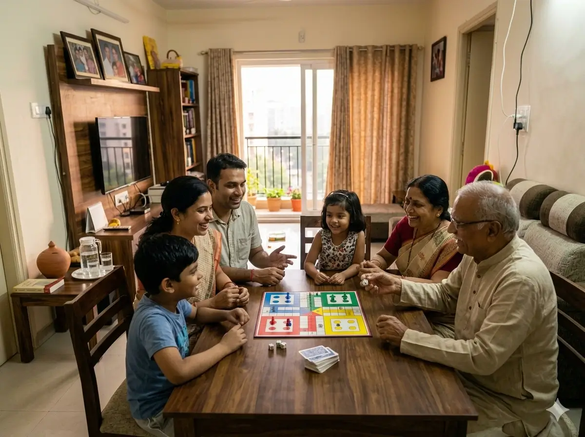 Family spending time together without phones