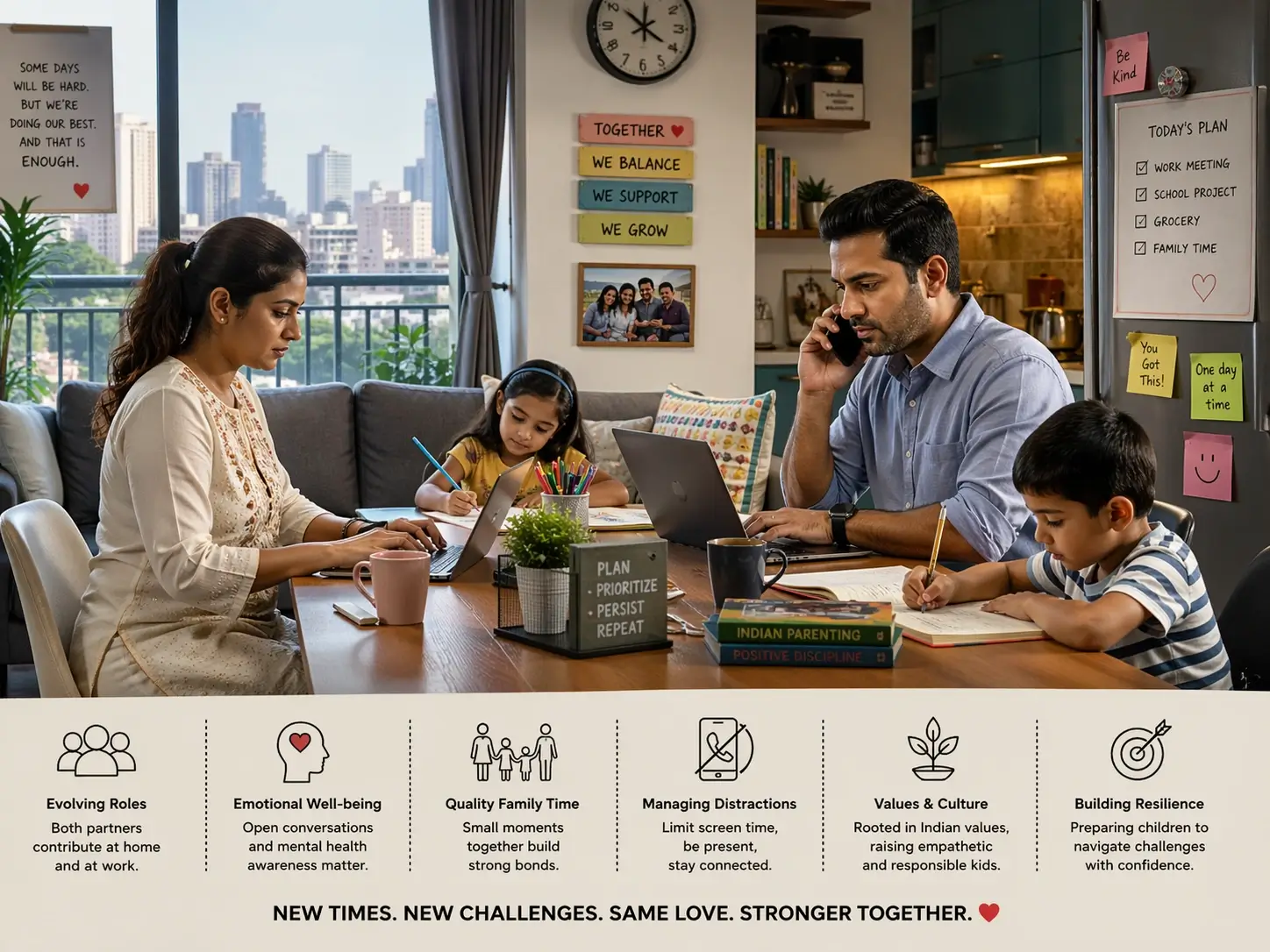 A modern family balancing life and work