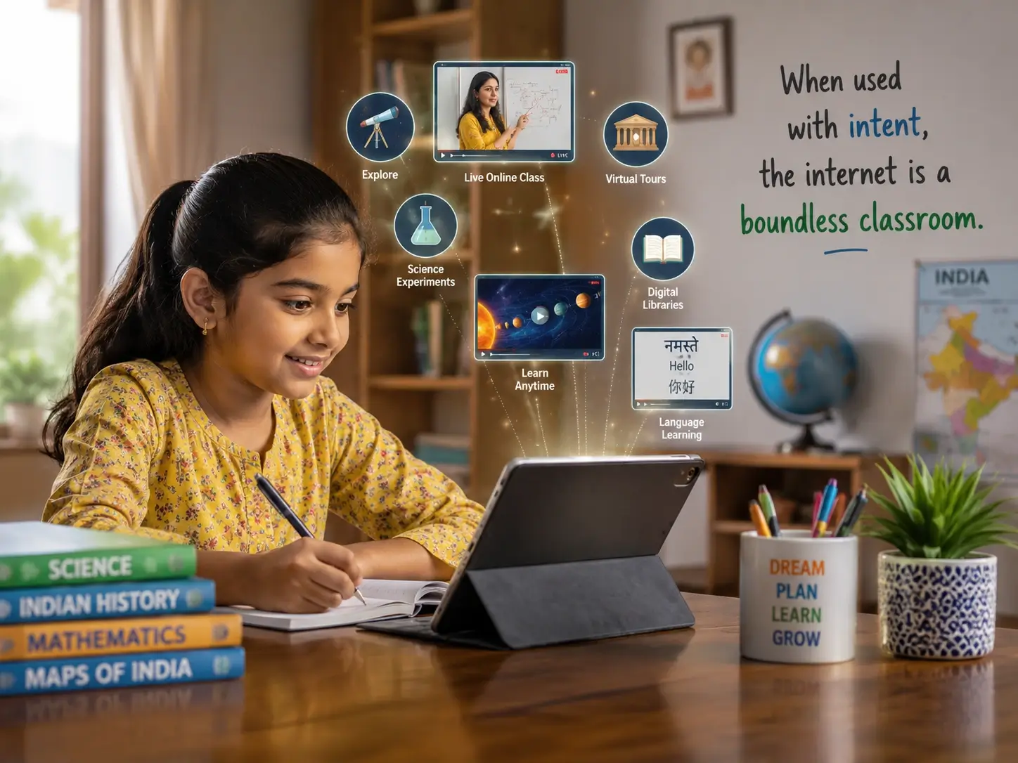 Child looking at a digital device screen