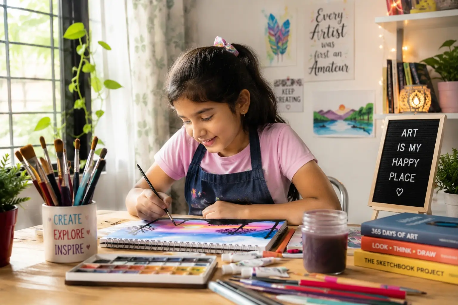 Child exploring art and creative hobbies