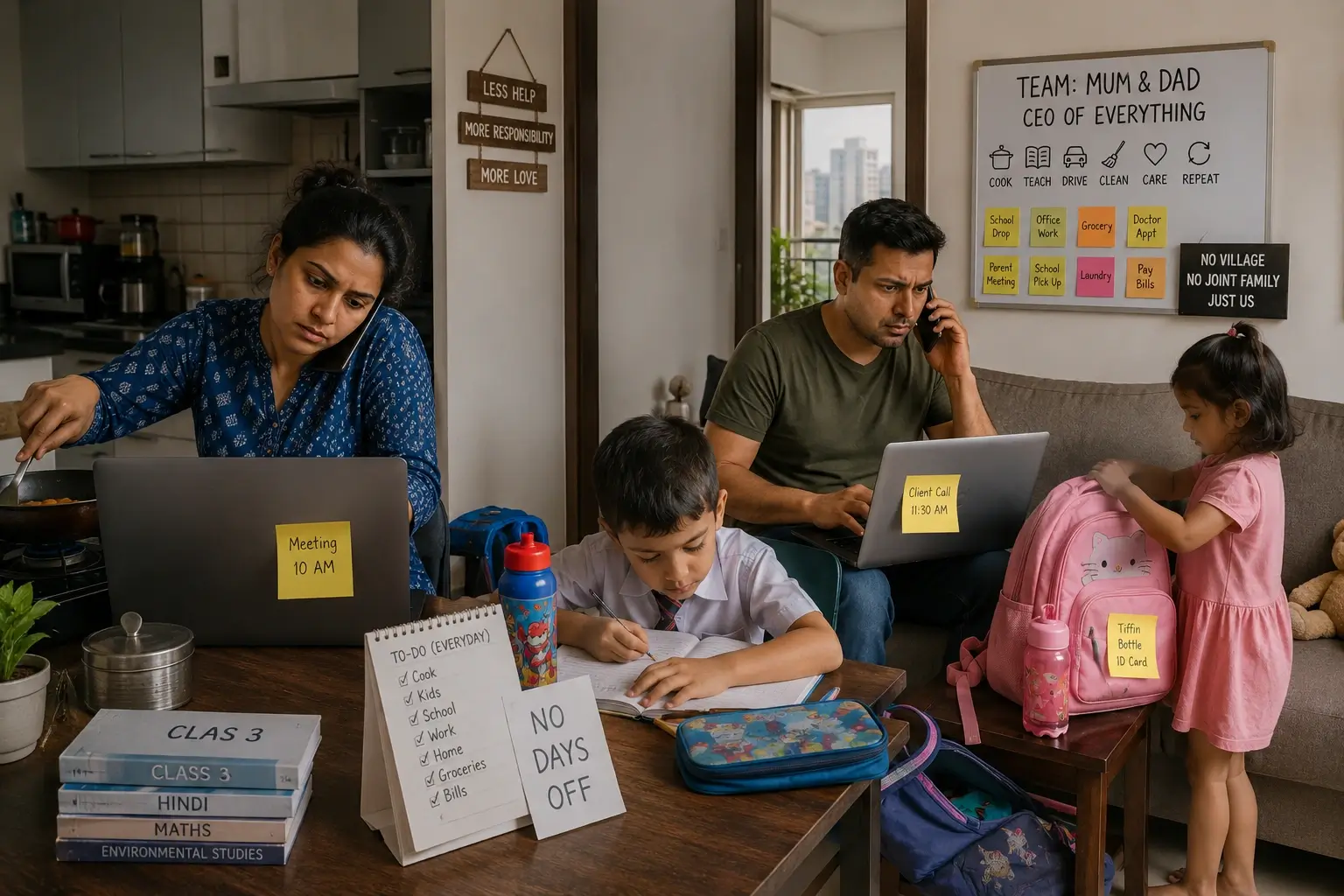 Modern urban mother balancing family and life