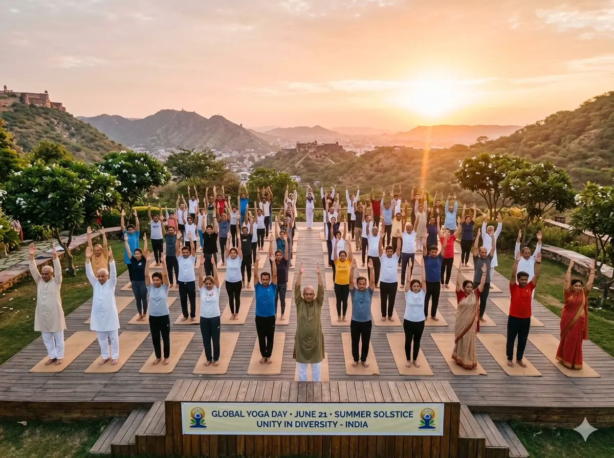 Outdoor yoga session at sunrise representing unity