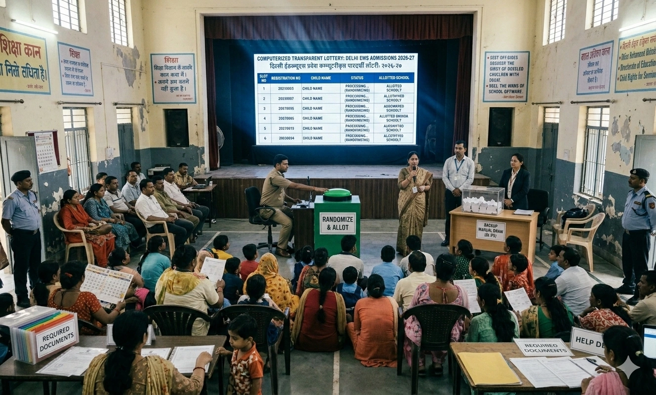 Computerized transparent lottery software process for Delhi EWS admissions