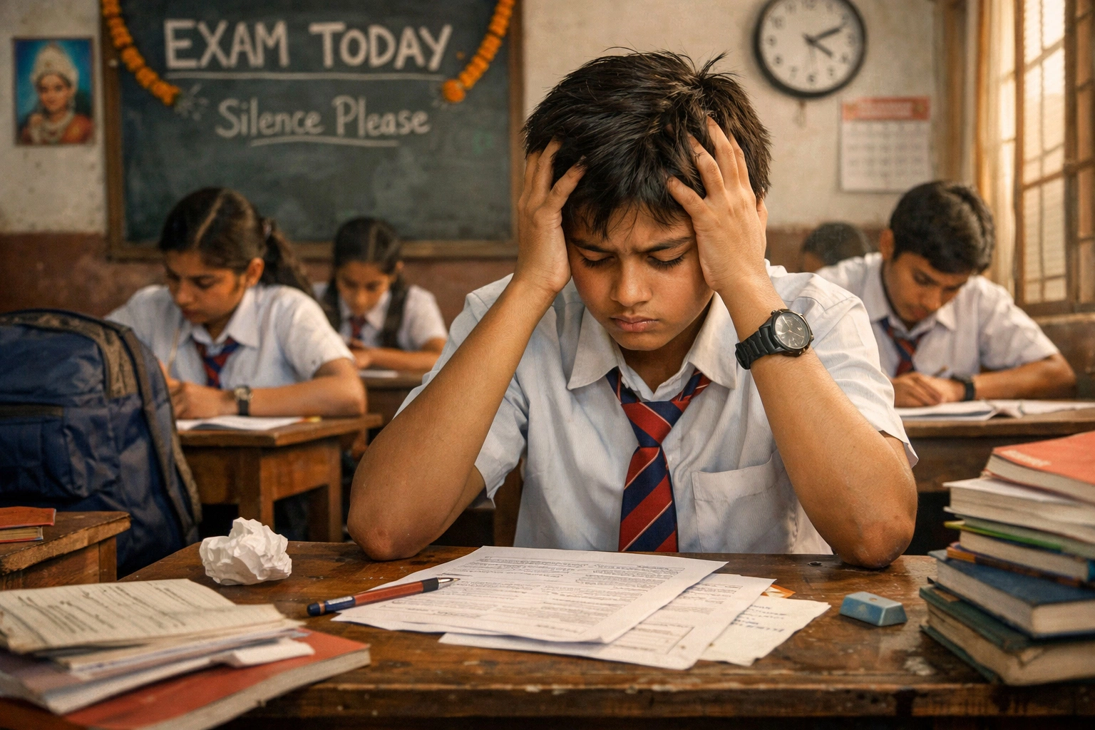 Stressed student feeling anxiety from studying