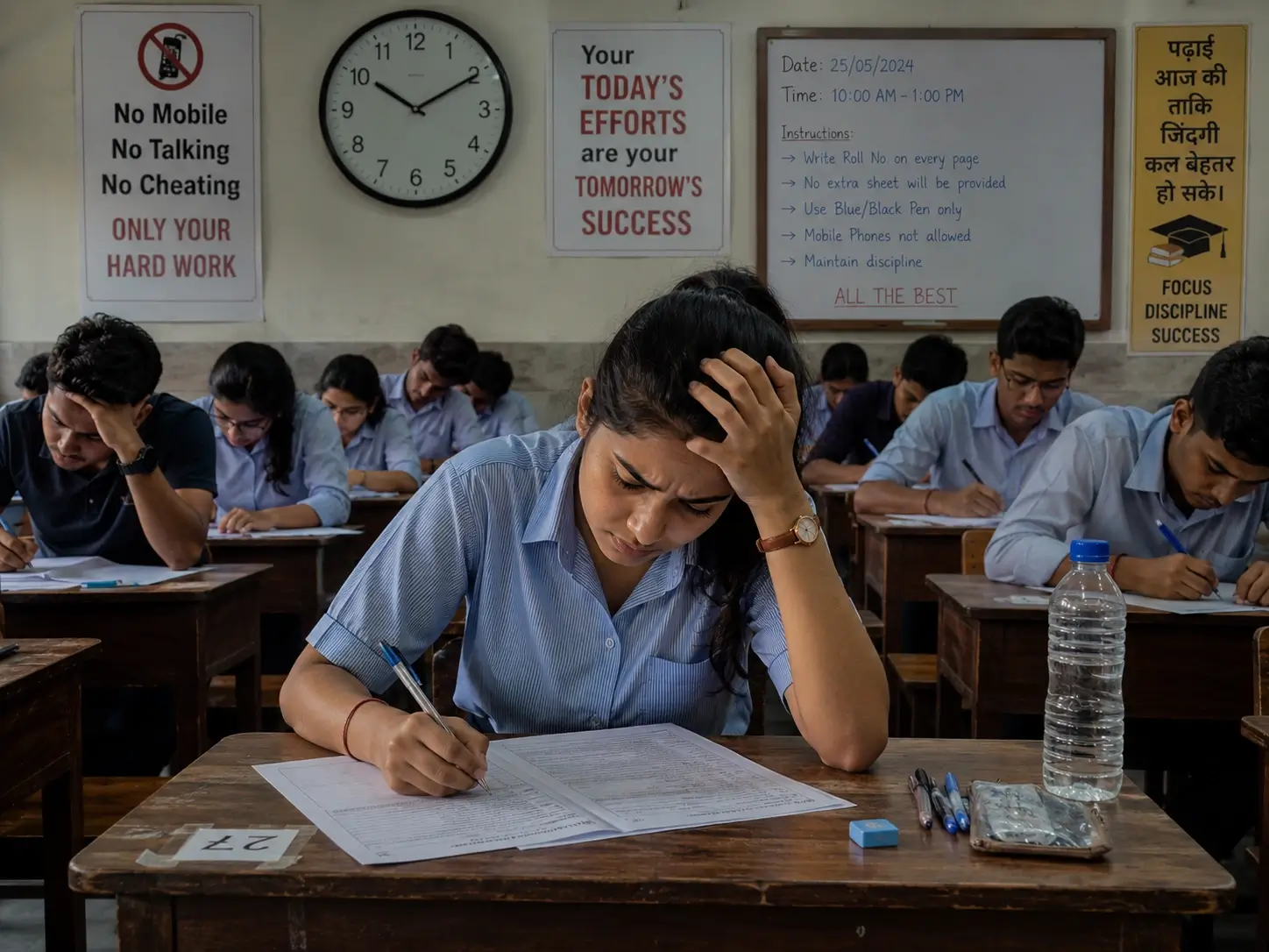 A student experiencing the pressure of writing a traditional examination