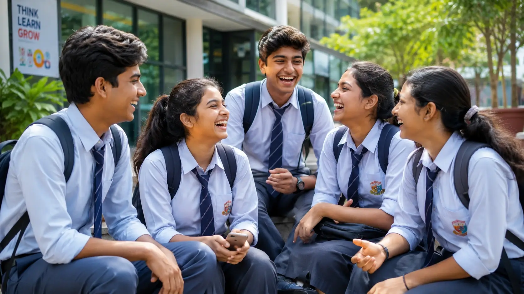 Group of students laughing and enjoying together