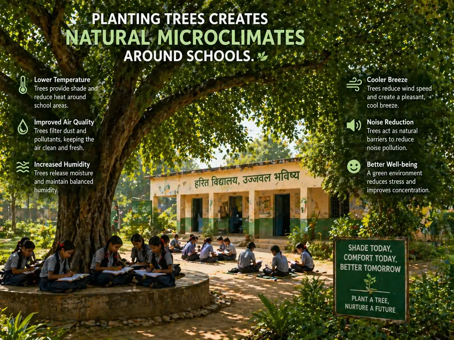 Green trees providing shade