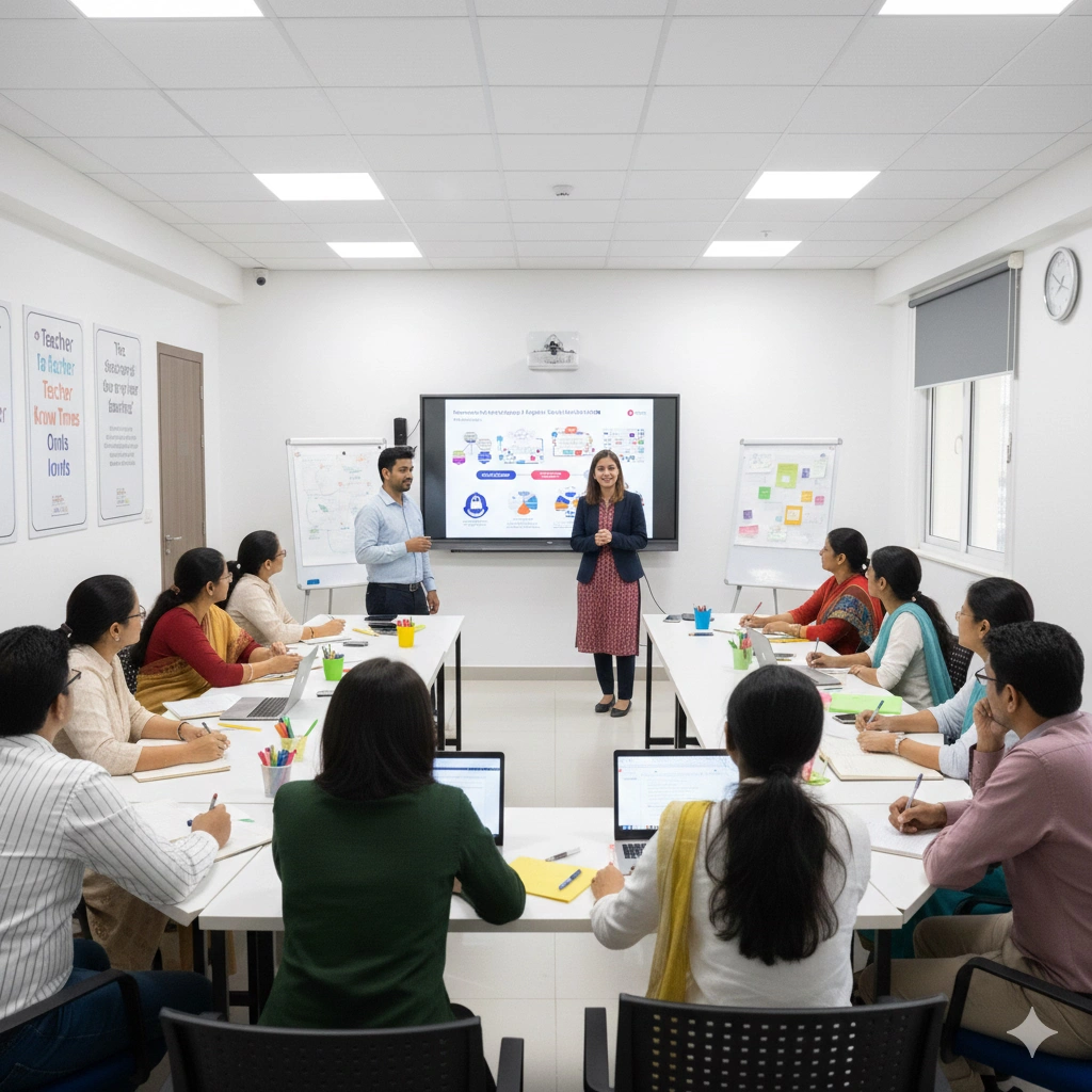 Teachers attending professional development workshop in India