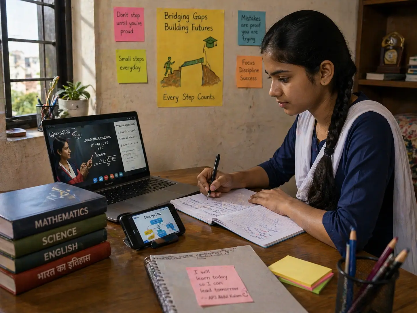 Student using technology to bridge learning gaps