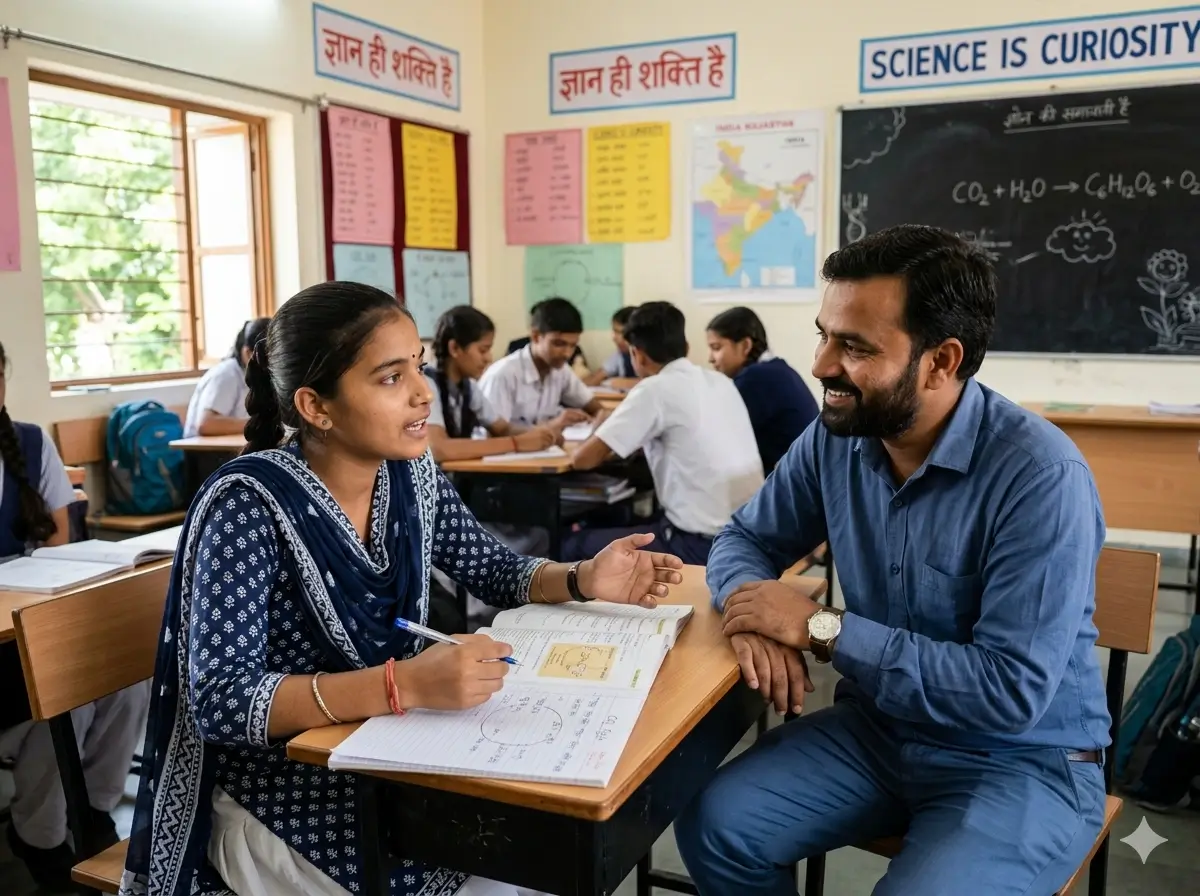 Student trusting a teacher with a question in a safe classroom environment