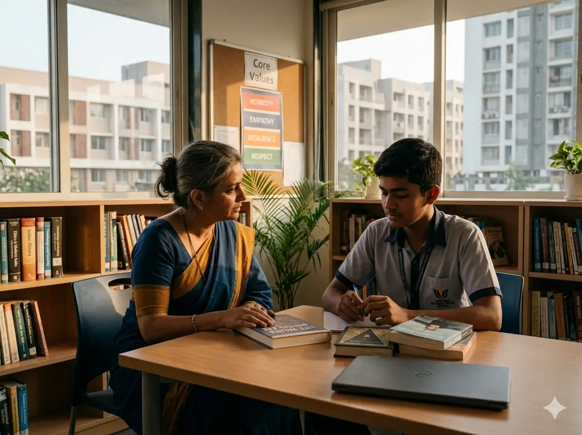 Teacher mentoring a student on life values