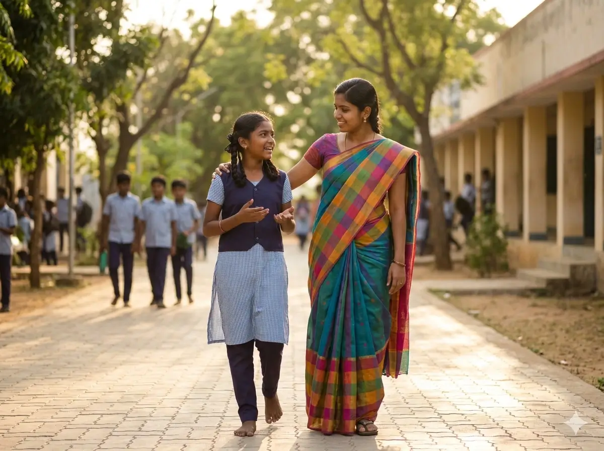 Teacher connecting with a student, demonstrating irreplaceable human empathy
