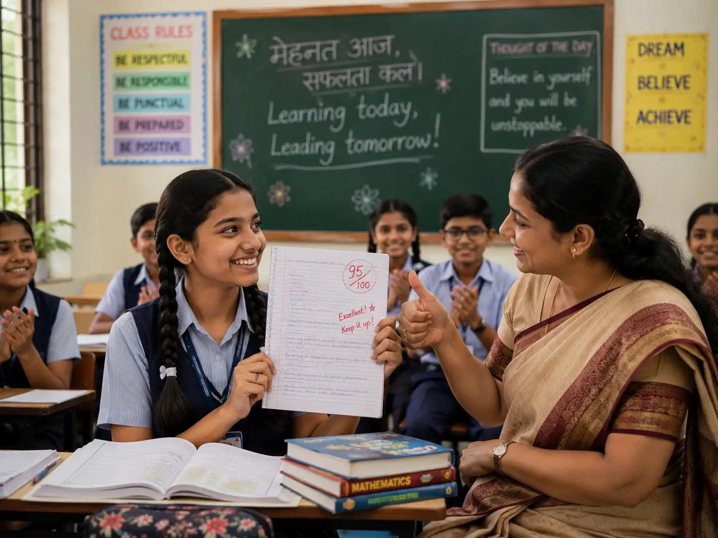 Confident student succeeding academically due to great teaching