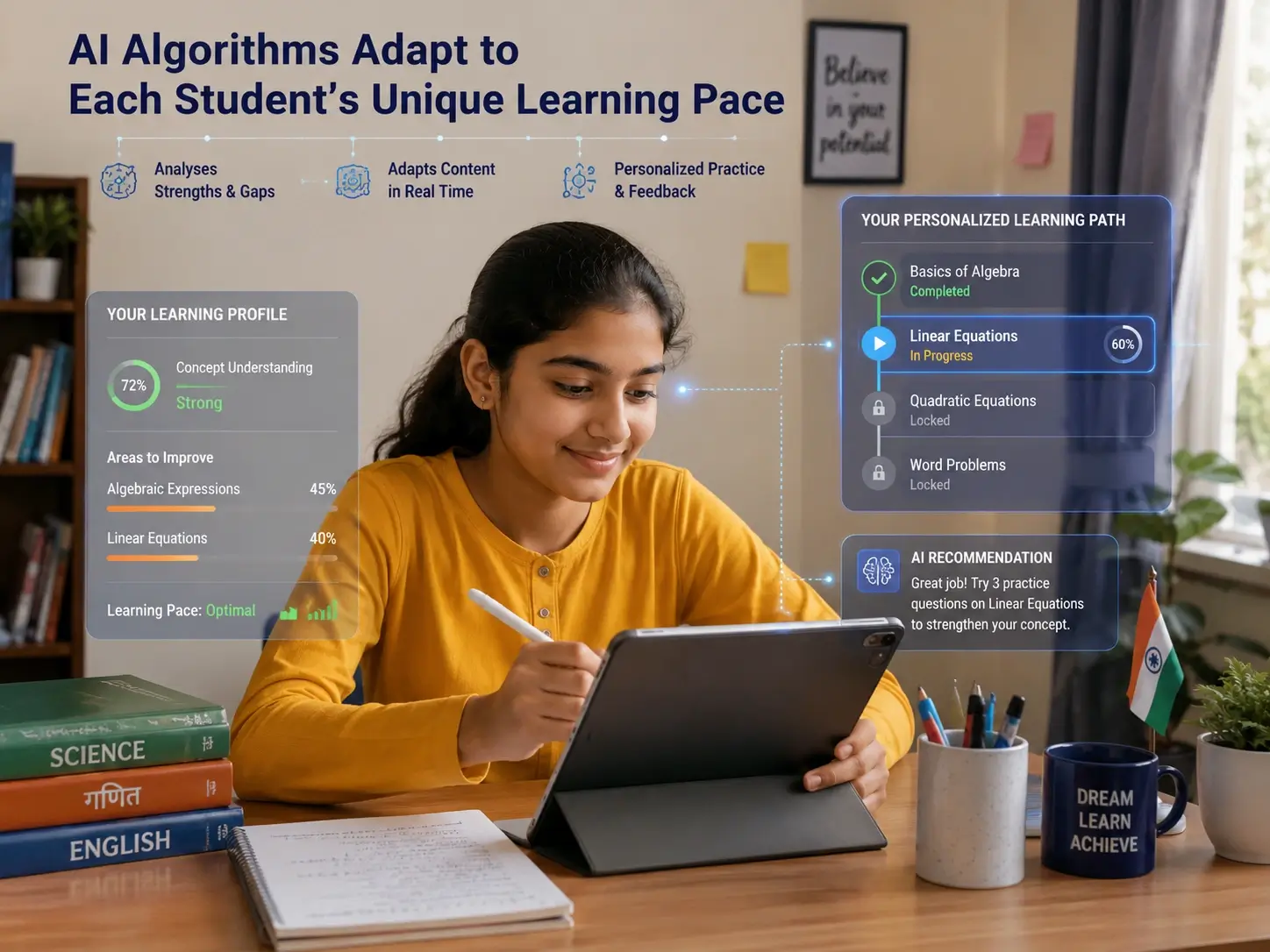 Student interacting with digital learning tools