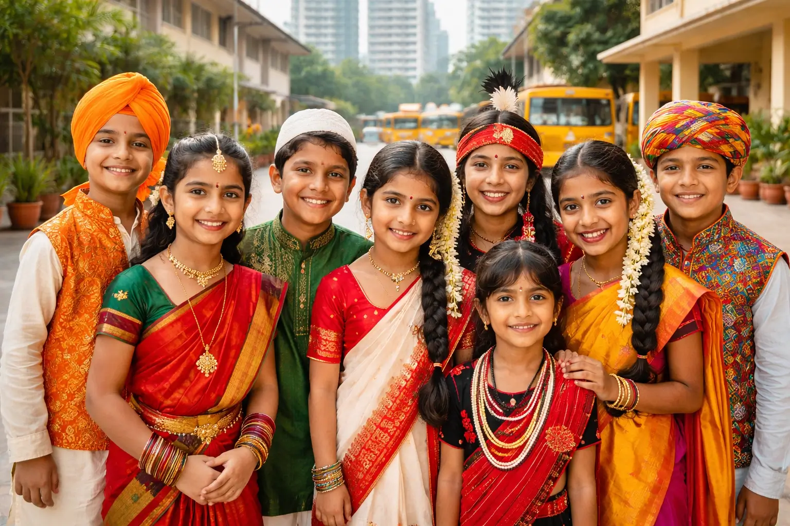 Children representing India's diversity