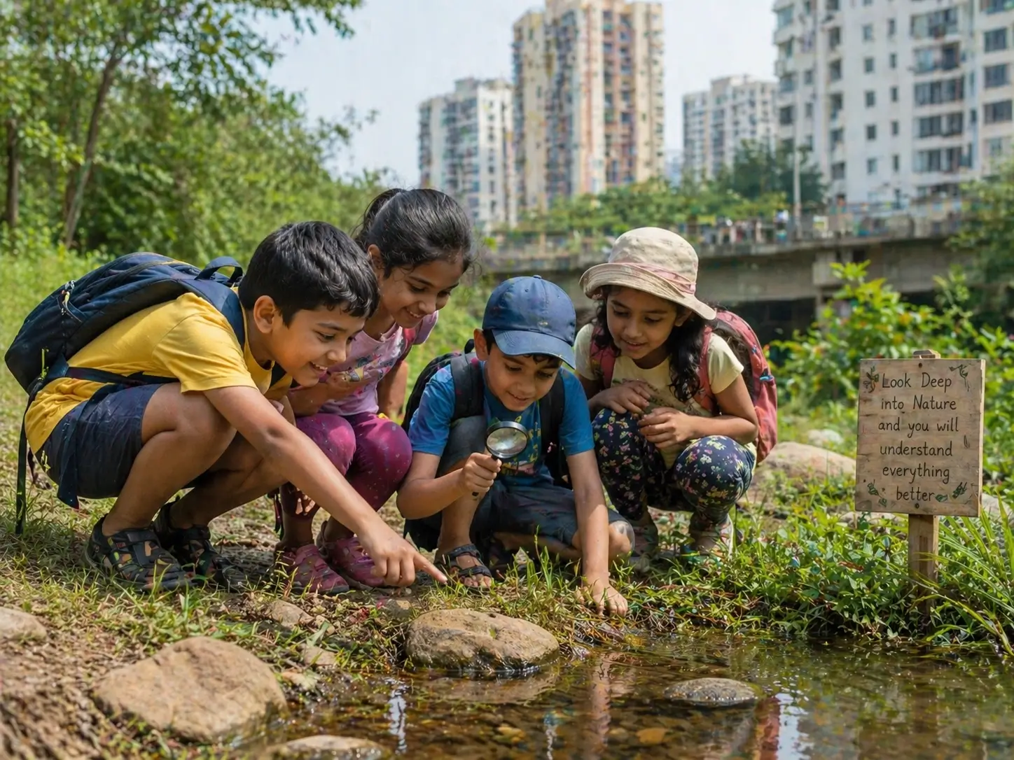 Children exploring outdoors during summer
